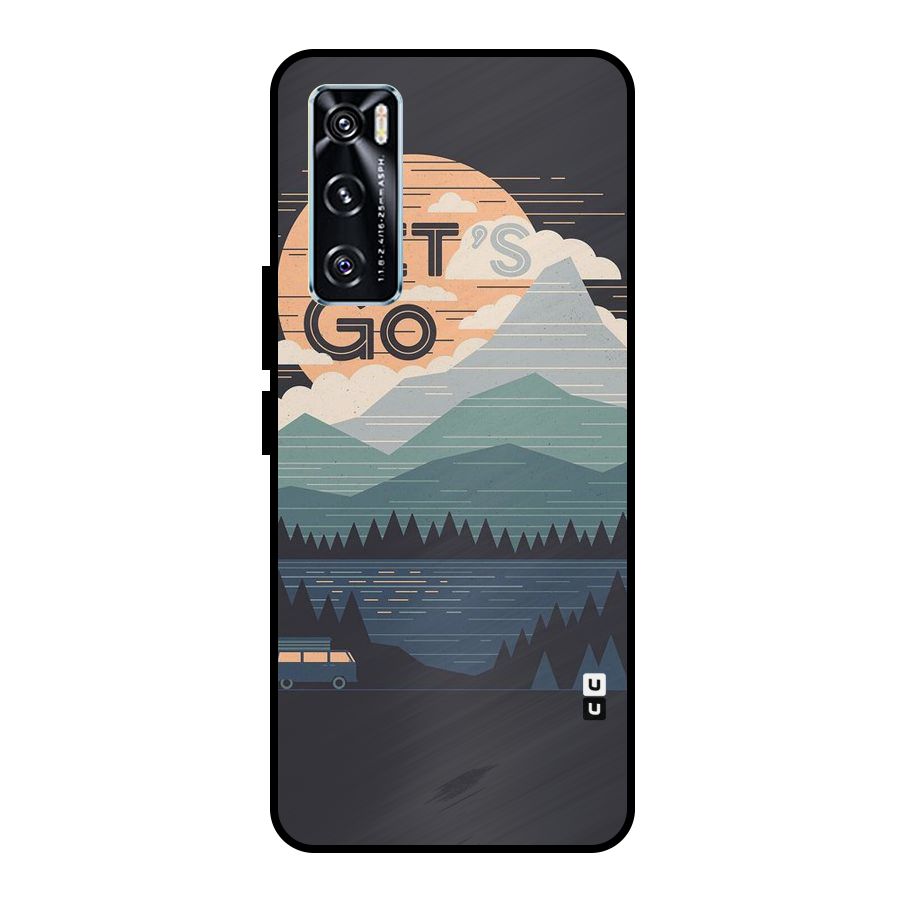 Abstract Travel Metal Back Case for Vivo V20 SE