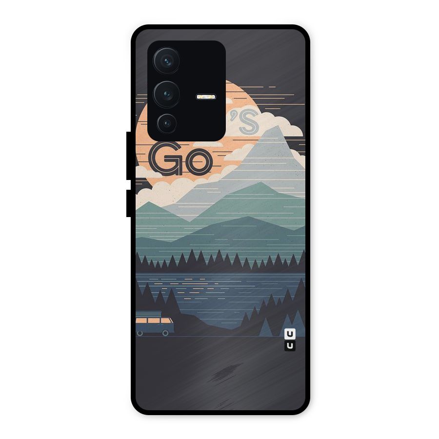 Abstract Travel Metal Back Case for Vivo V23 5G
