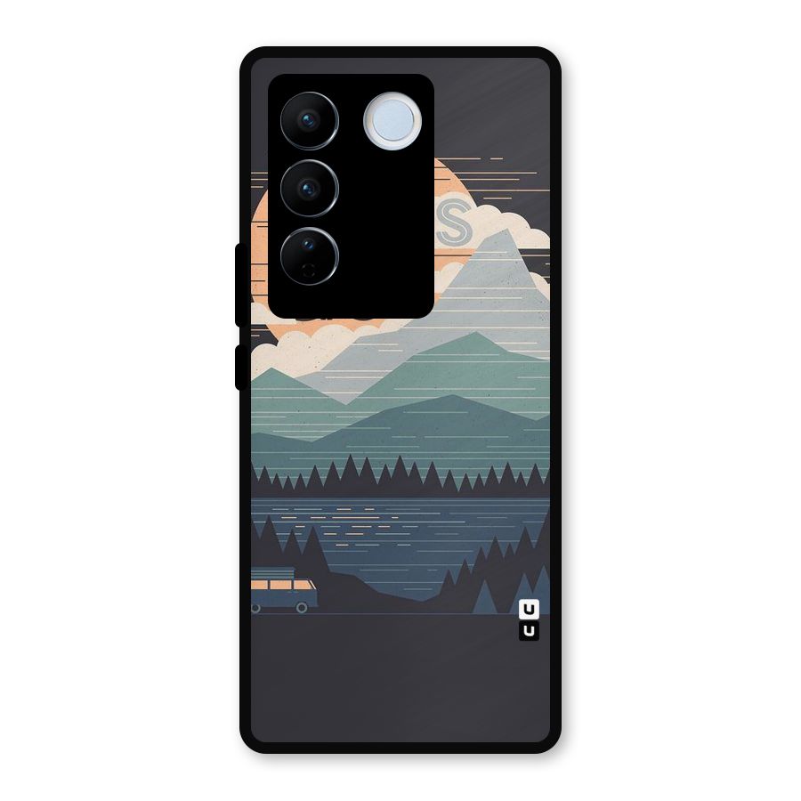 Abstract Travel Metal Back Case for Vivo V27 Pro