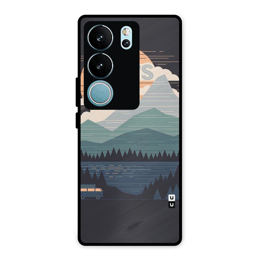 Abstract Travel Metal Back Case for Vivo V29 Pro