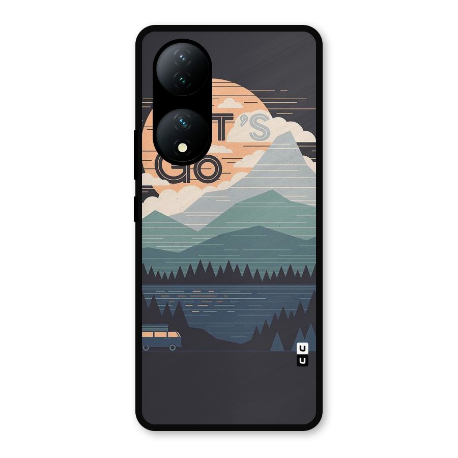 Abstract Travel Metal Back Case for Vivo Y100a