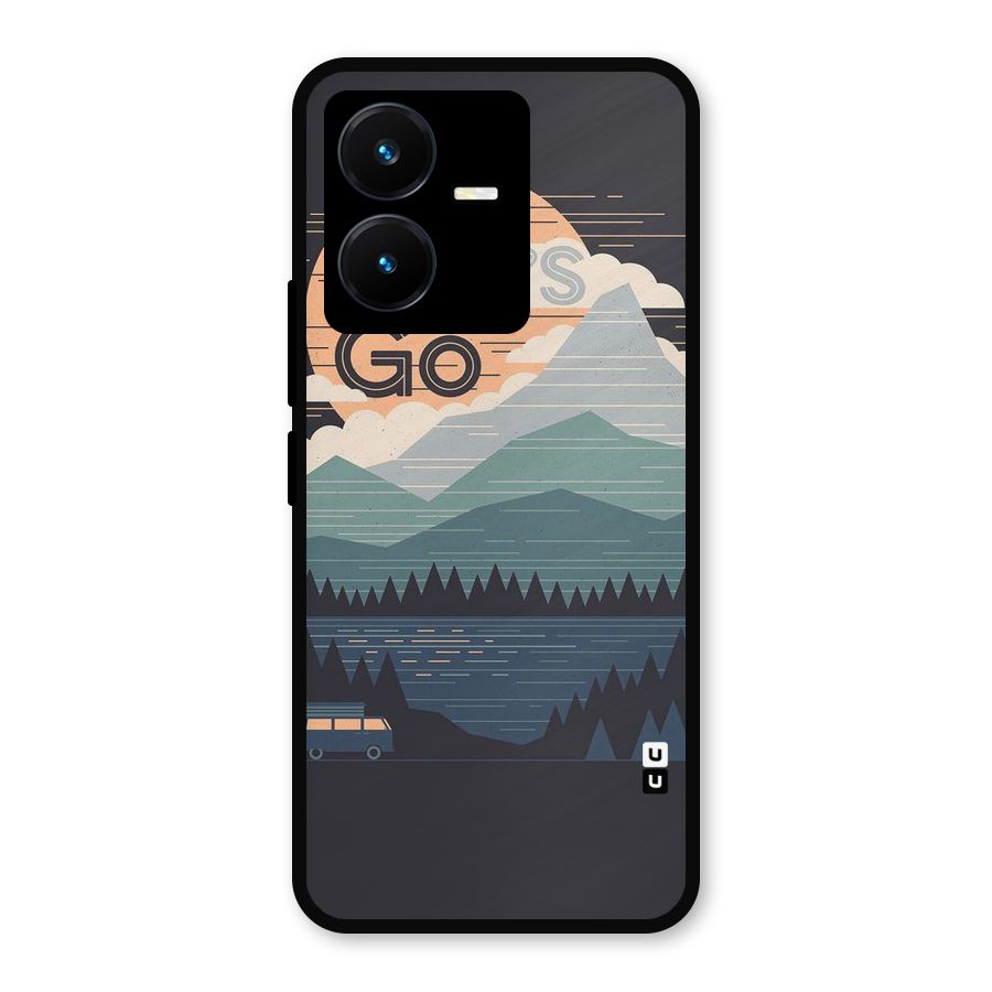 Abstract Travel Metal Back Case for Vivo Y22s