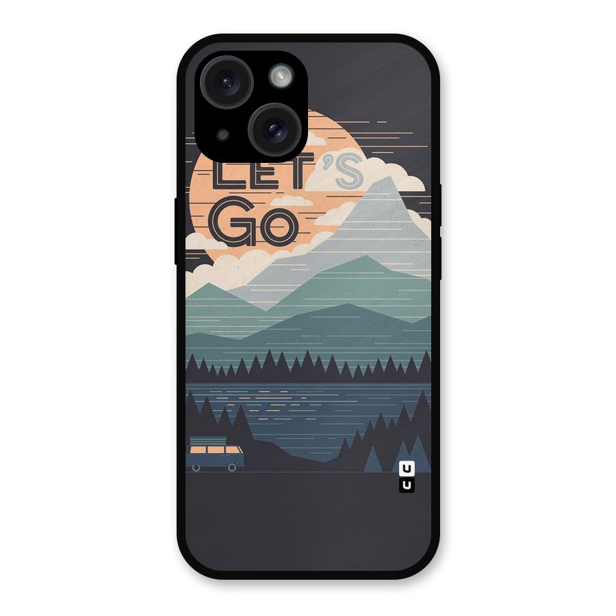 Abstract Travel Metal Back Case for iPhone 15