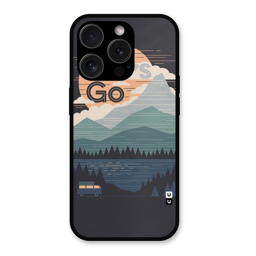 Abstract Travel Metal Back Case for iPhone 15 Pro