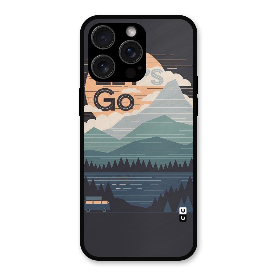 Abstract Travel Metal Back Case for iPhone 15 Pro Max