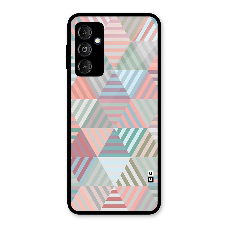 Abstract Triangle Lines Glass Back Case for Galaxy M14 5G