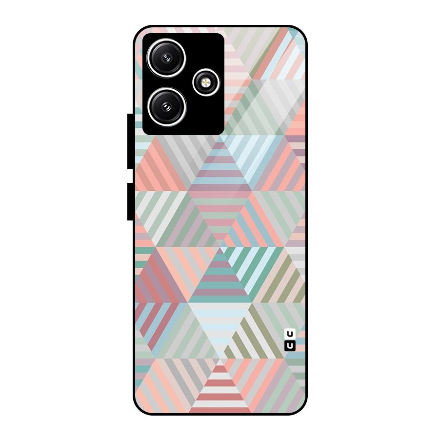 Abstract Triangle Lines Glass Back Case for Redmi 12 5G