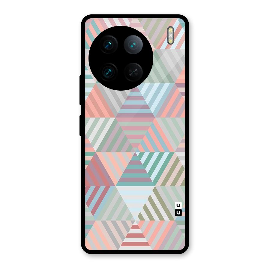 Abstract Triangle Lines Glass Back Case for Vivo X90 Pro