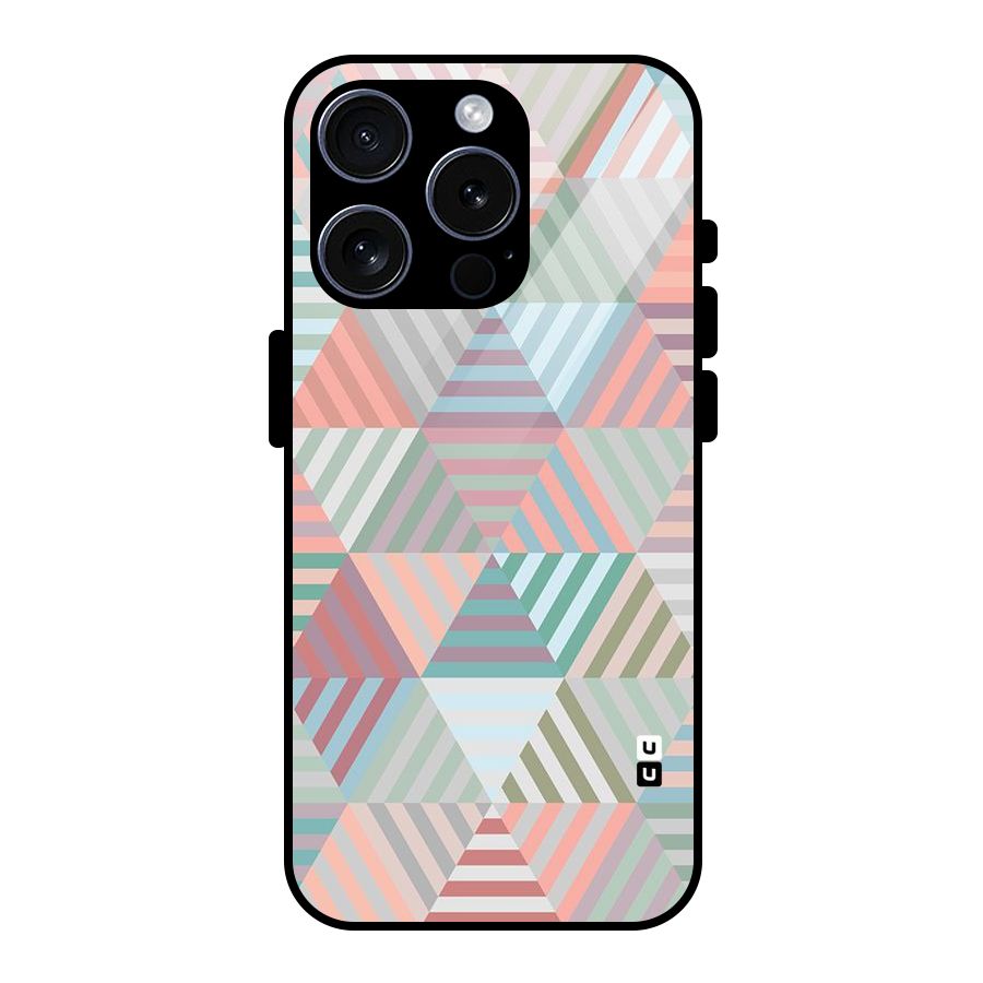 Abstract Triangle Lines Glass Back Case for iPhone 15 Pro