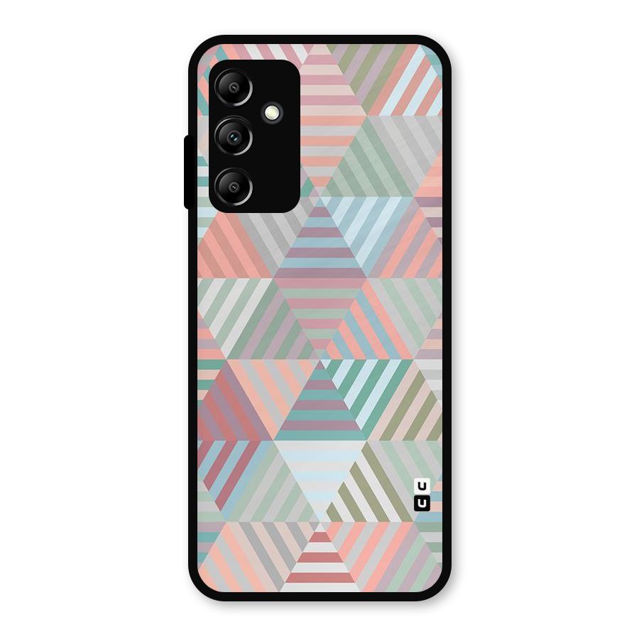 Abstract Triangle Lines Metal Back Case for Galaxy A14 5G