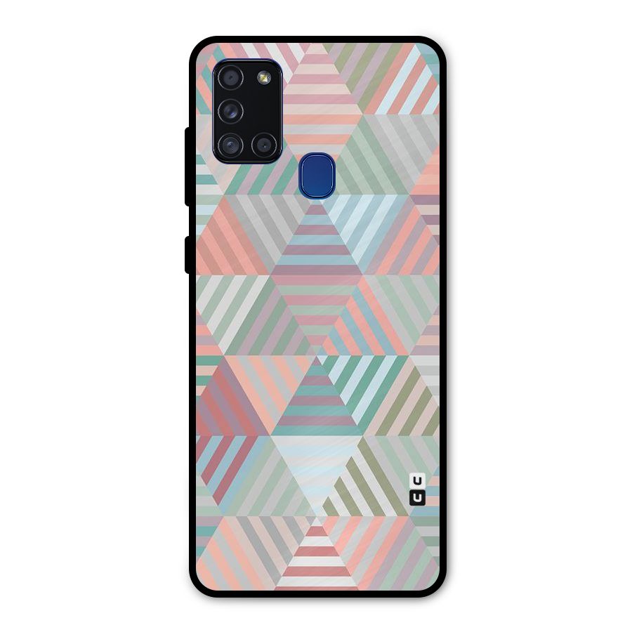 Abstract Triangle Lines Metal Back Case for Galaxy A21s