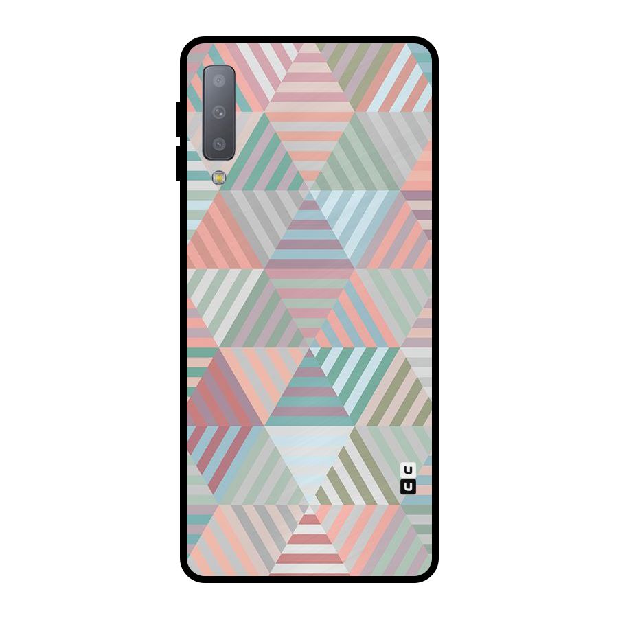 Abstract Triangle Lines Metal Back Case for Galaxy A7 (2018)