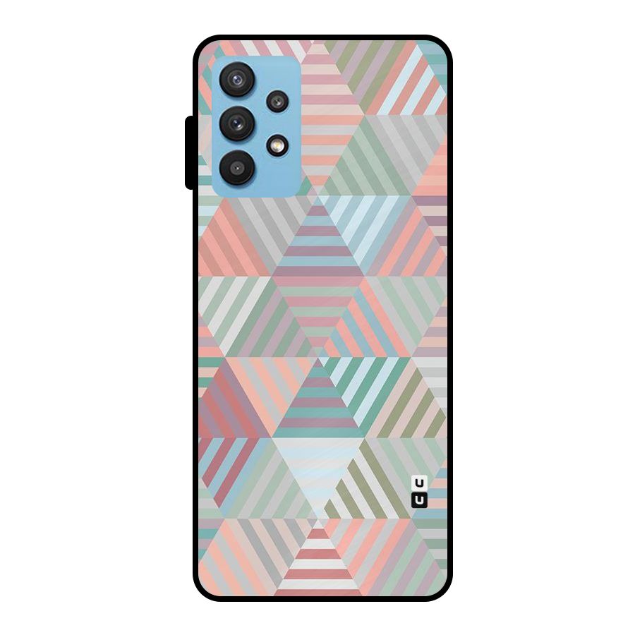 Abstract Triangle Lines Metal Back Case for Galaxy M32 5G