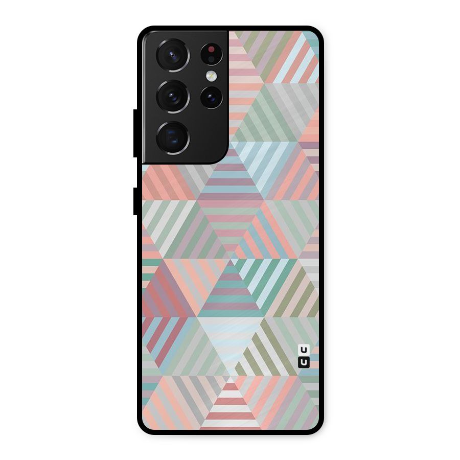 Abstract Triangle Lines Metal Back Case for Galaxy S21 Ultra 5G