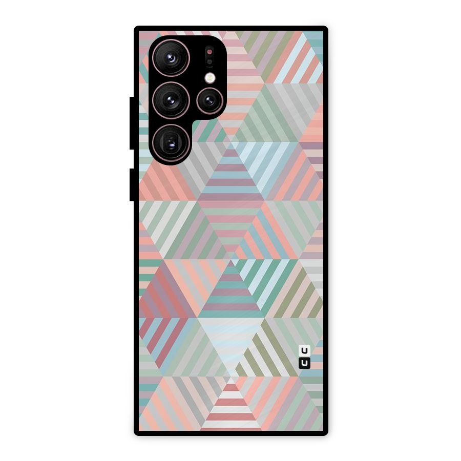Abstract Triangle Lines Metal Back Case for Galaxy S22 Ultra 5G