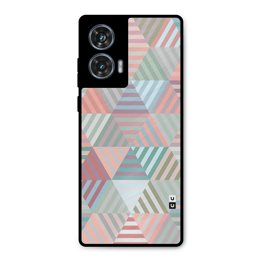 Abstract Triangle Lines Metal Back Case for Motorola Edge 50 Fusion