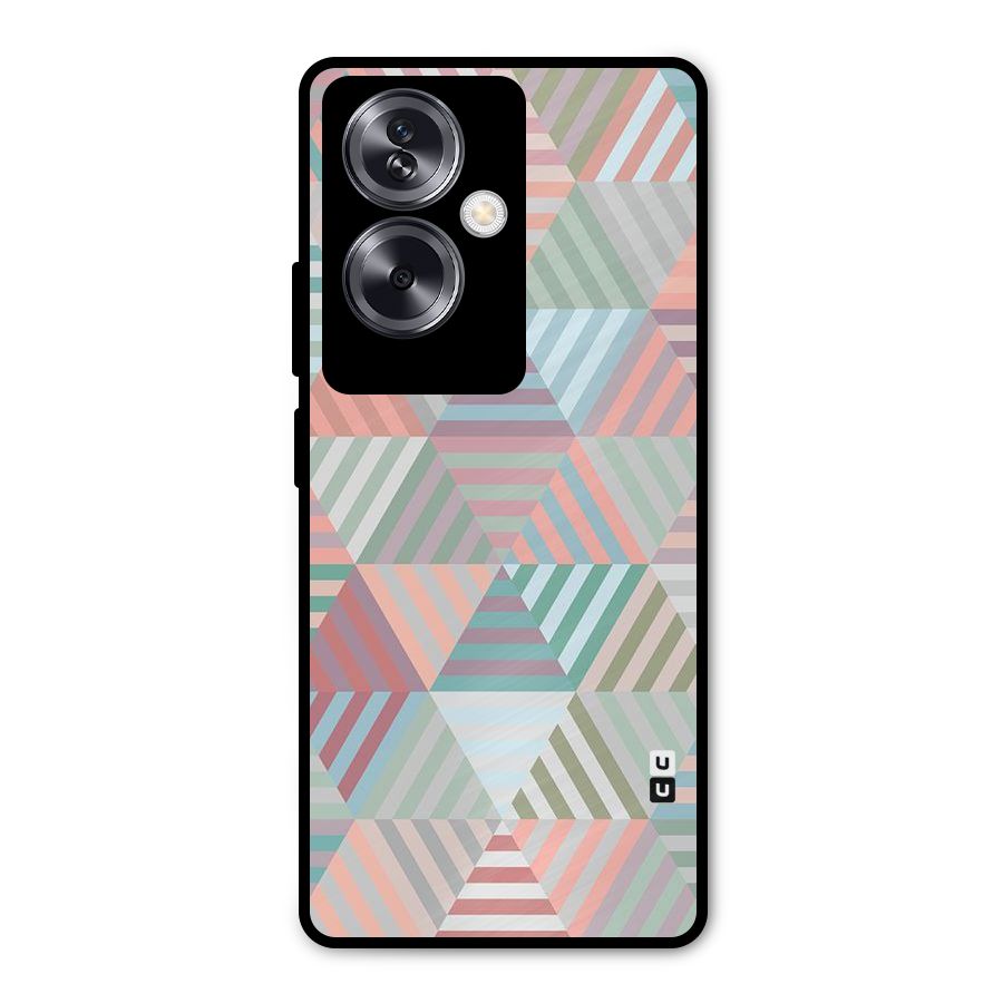 Abstract Triangle Lines Metal Back Case for Oppo A79 5G