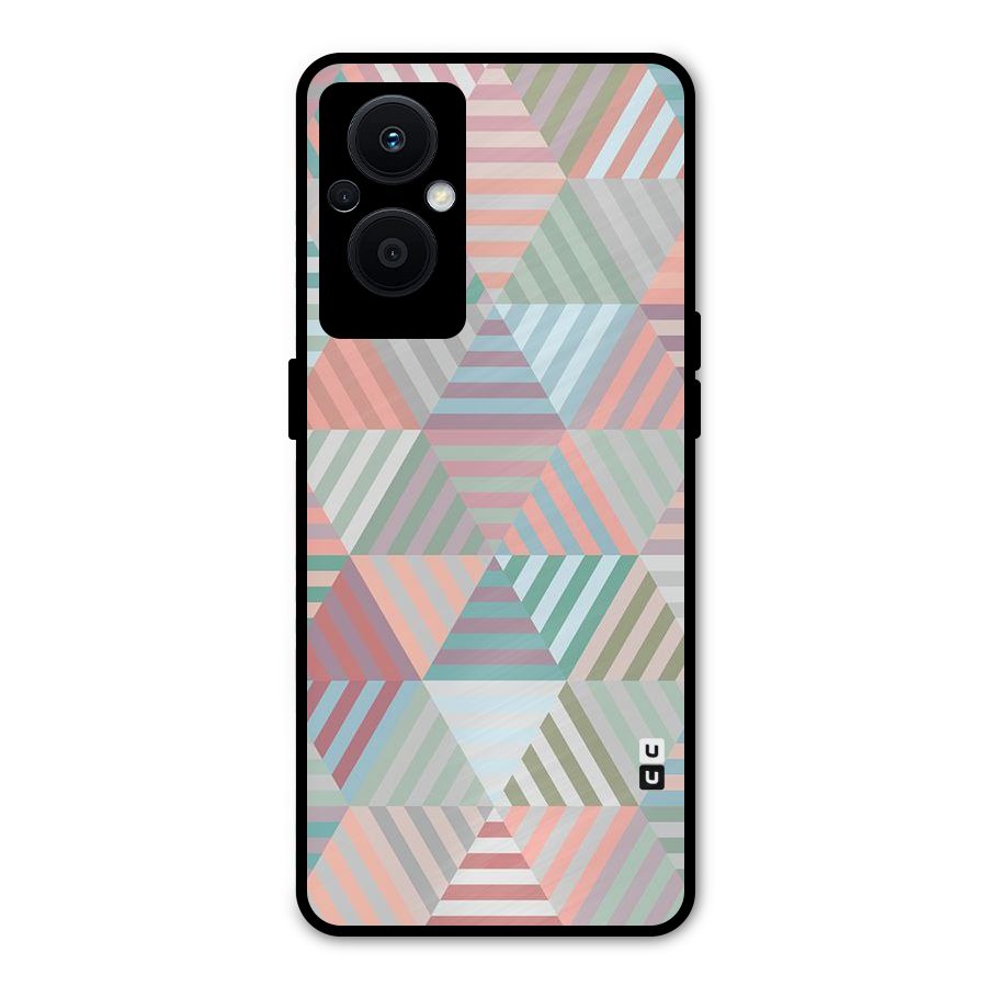 Abstract Triangle Lines Metal Back Case for Oppo F21s Pro 5G