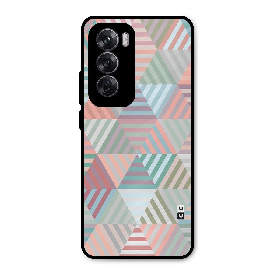 Abstract Triangle Lines Metal Back Case for Oppo Reno12 Pro