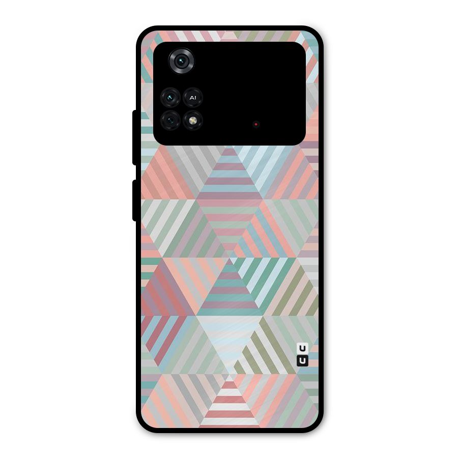 Abstract Triangle Lines Metal Back Case for Poco M4 Pro 4G
