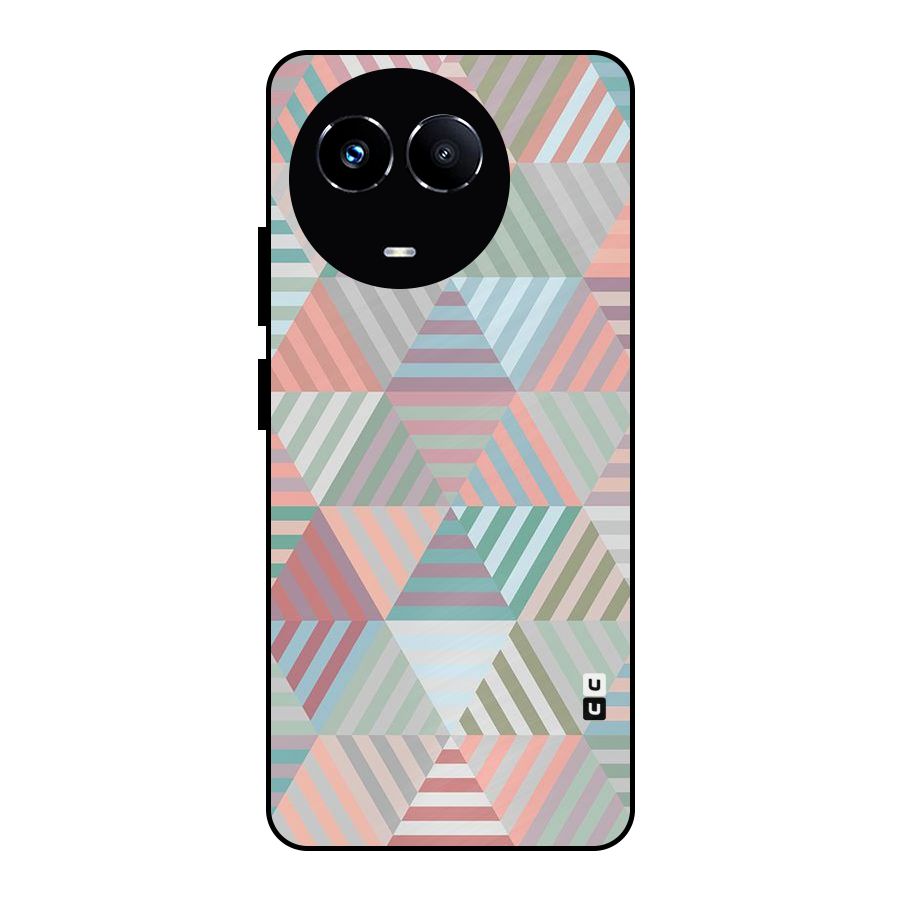 Abstract Triangle Lines Metal Back Case for Realme 11 5G