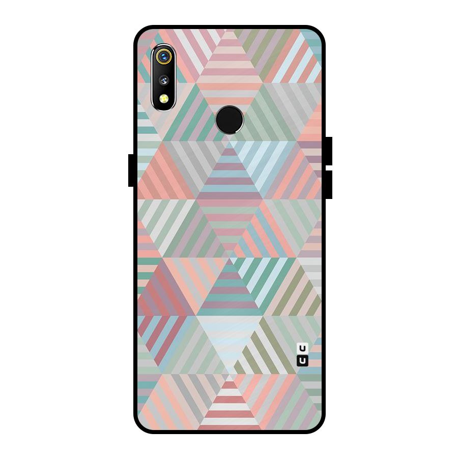 Abstract Triangle Lines Metal Back Case for Realme 3i