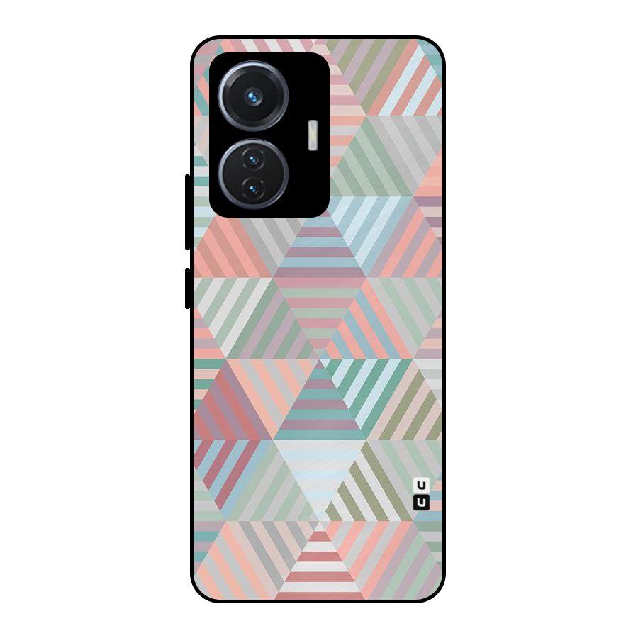 Abstract Triangle Lines Metal Back Case for Vivo T1 44W