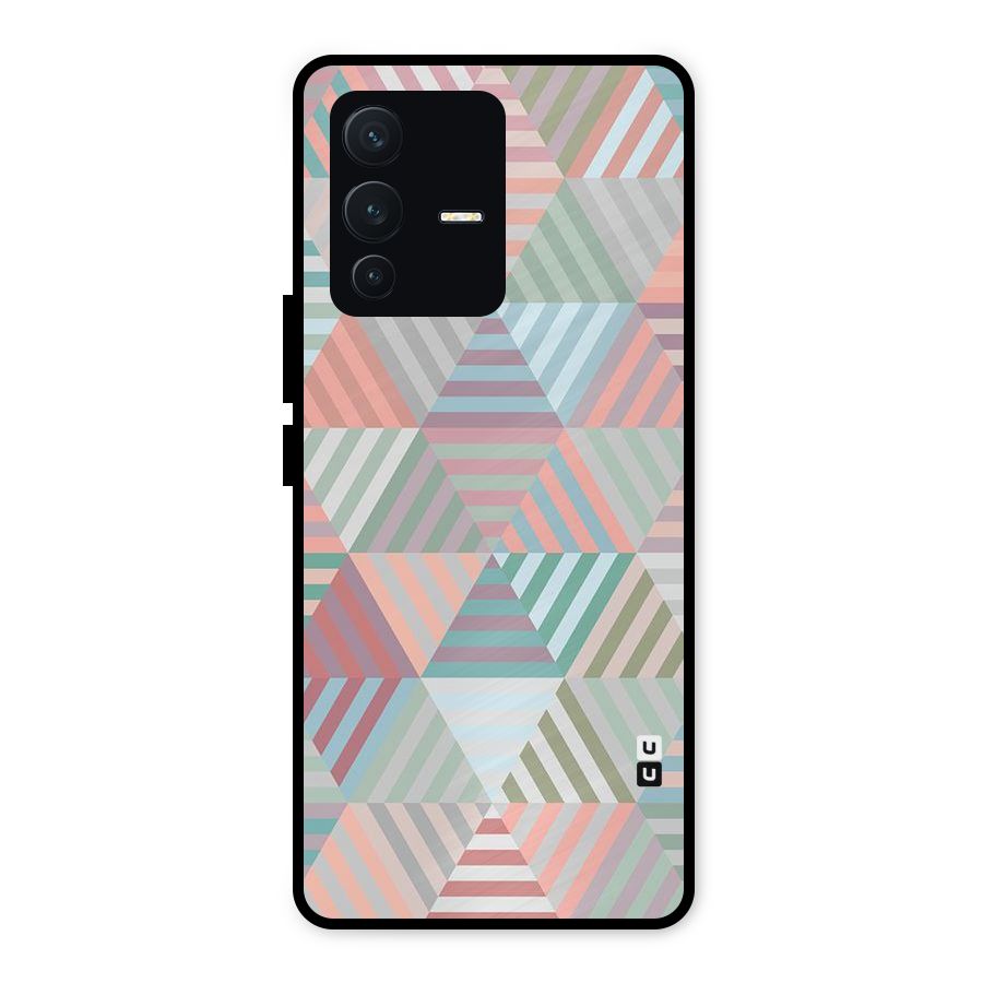 Abstract Triangle Lines Metal Back Case for Vivo V23 5G
