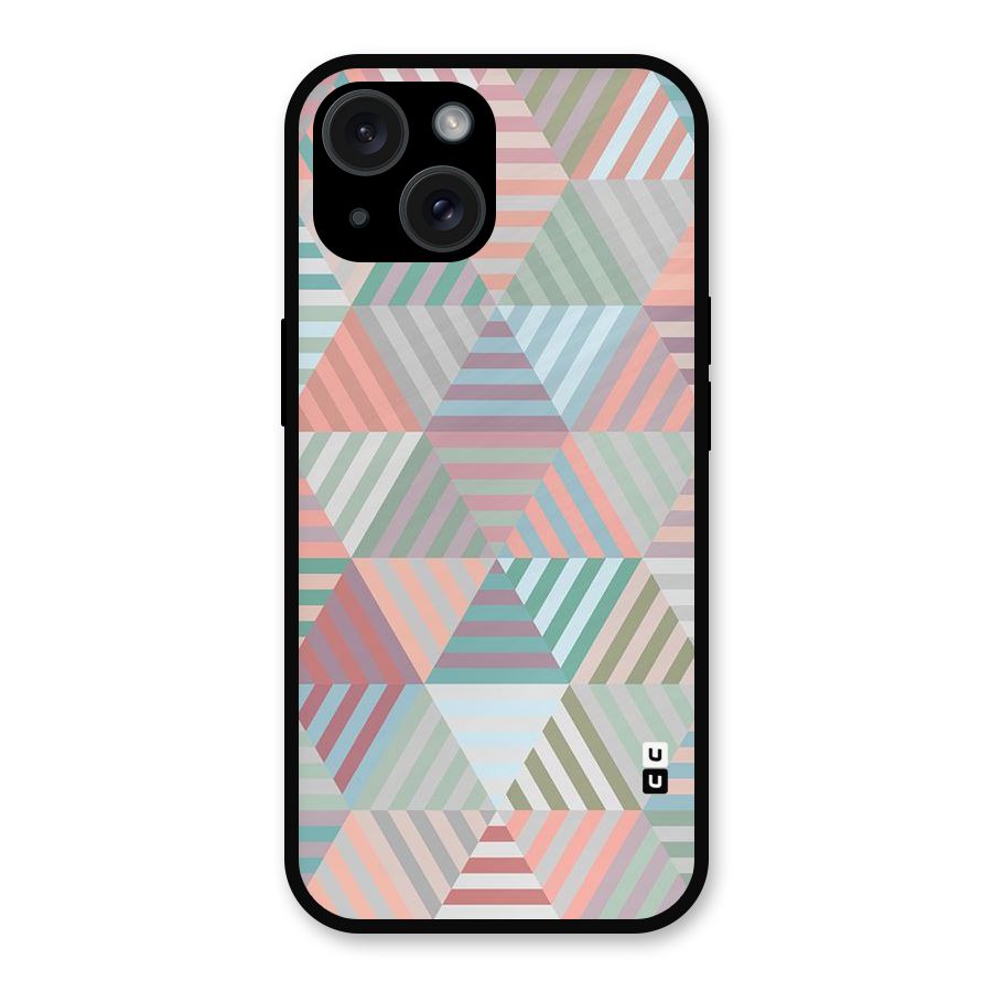Abstract Triangle Lines Metal Back Case for iPhone 15