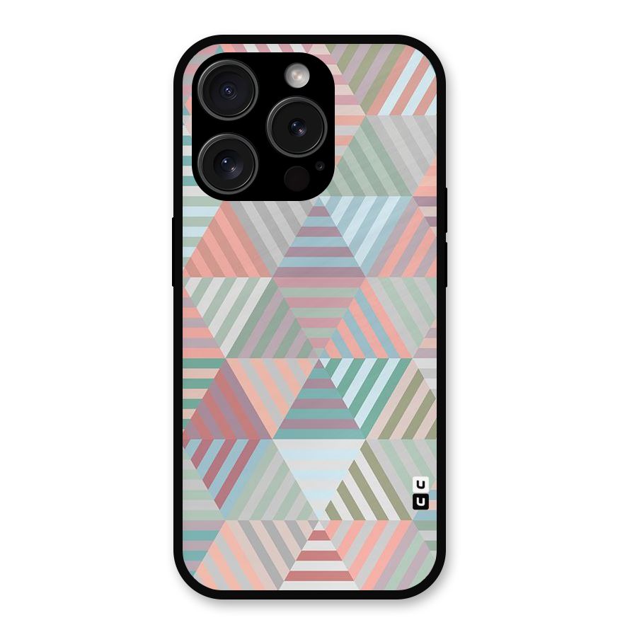 Abstract Triangle Lines Metal Back Case for iPhone 15 Pro