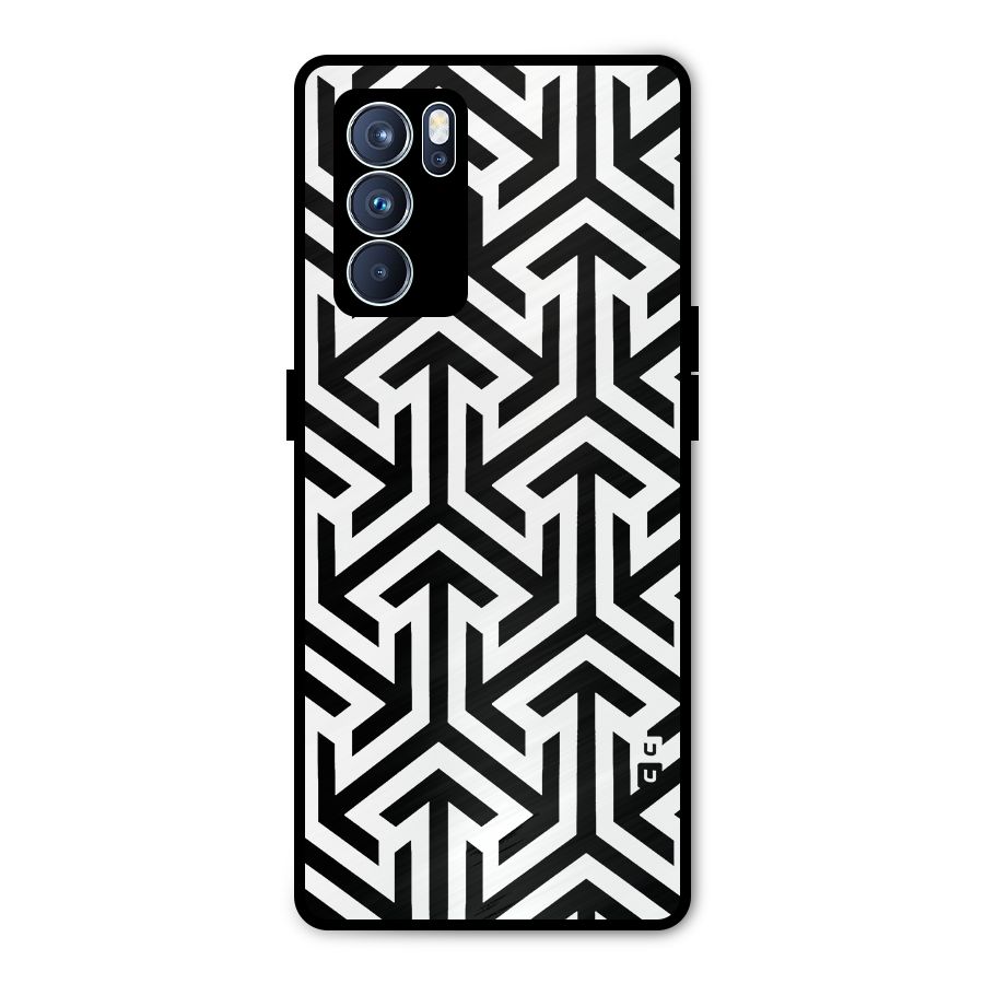 Abstract Triple Arrows Metal Back Case for Oppo Reno6 Pro 5G