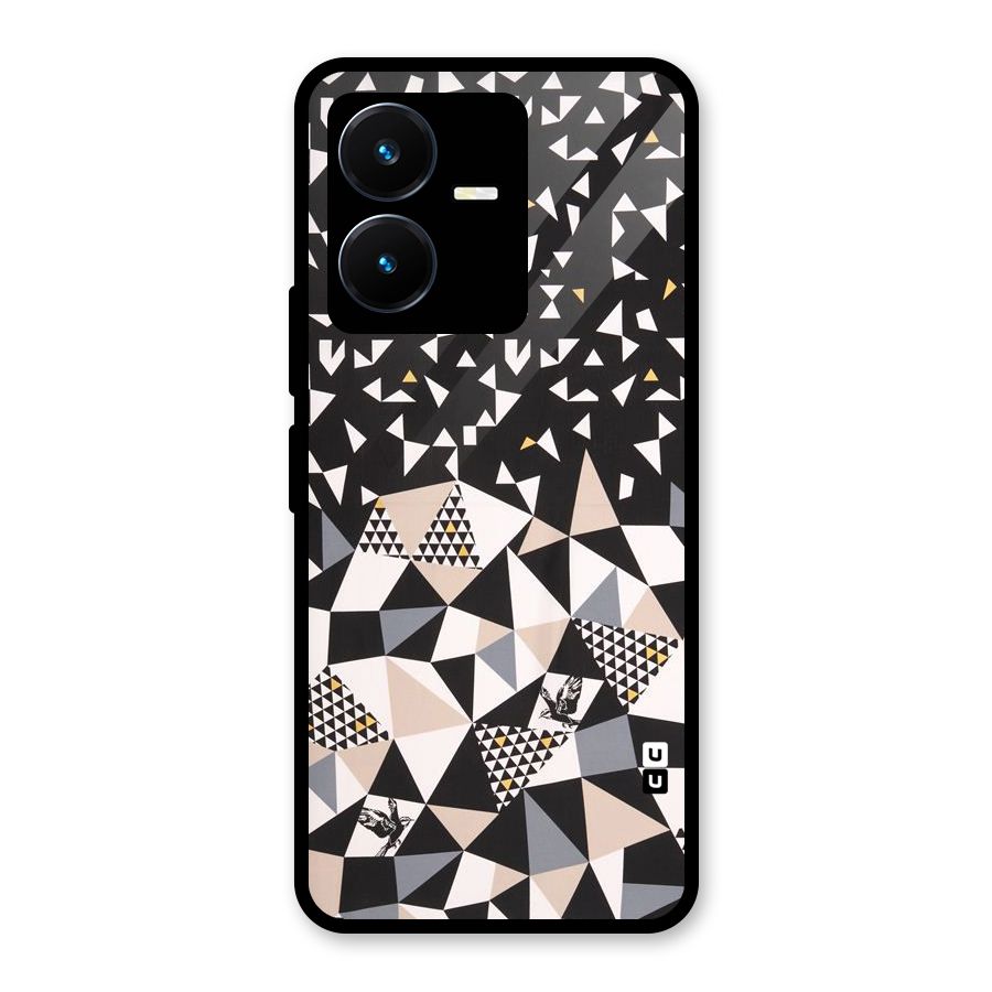 Abstract Varied Triangles Glass Back Case for Vivo Y22s