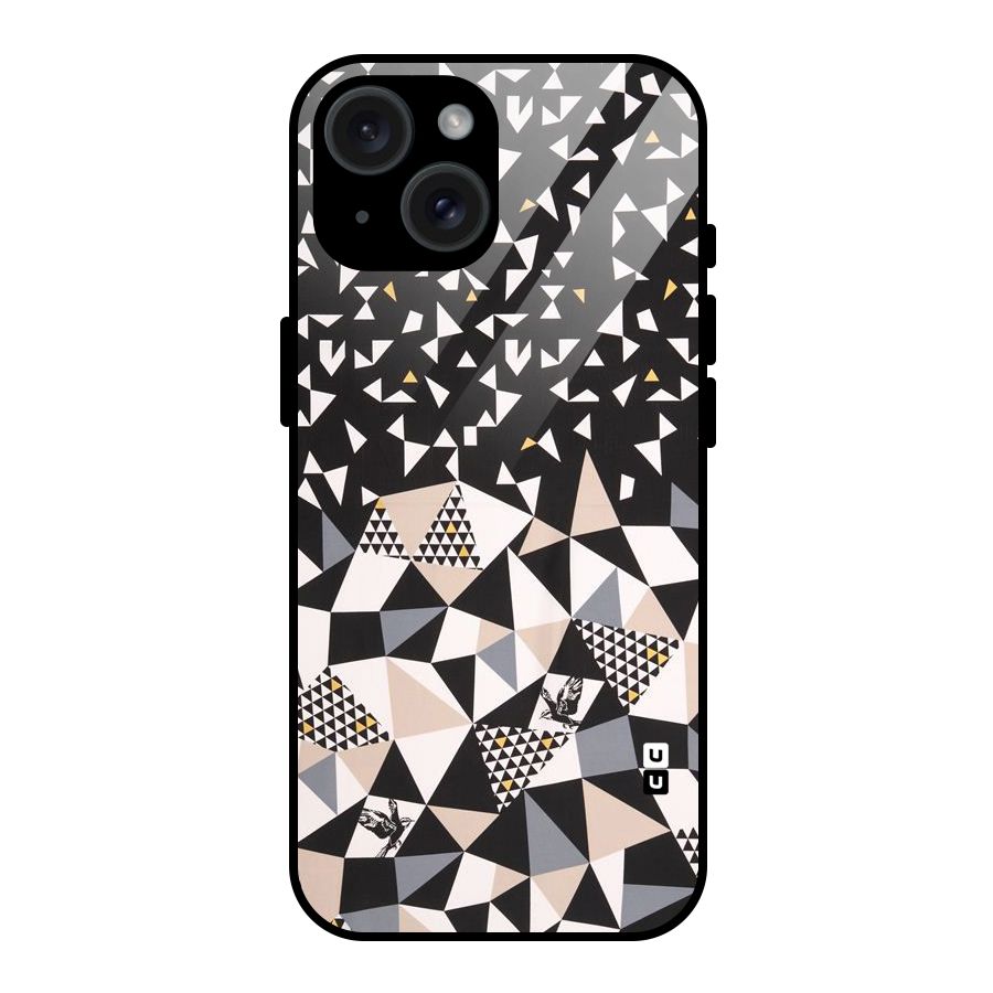 Abstract Varied Triangles Glass Back Case for iPhone 15