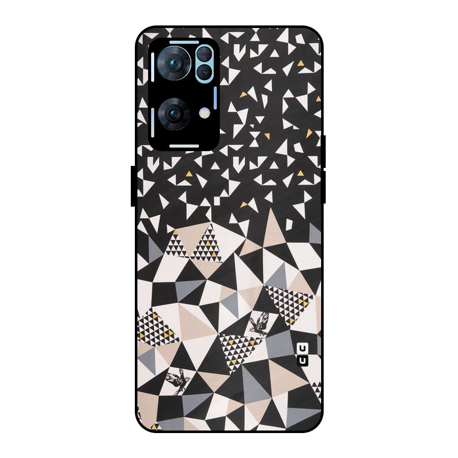 Abstract Varied Triangles Metal Back Case for Oppo Reno7 Pro 5G