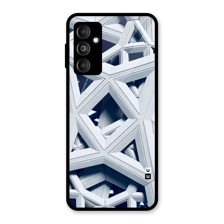 Abstract White Lines Glass Back Case for Galaxy M14 5G