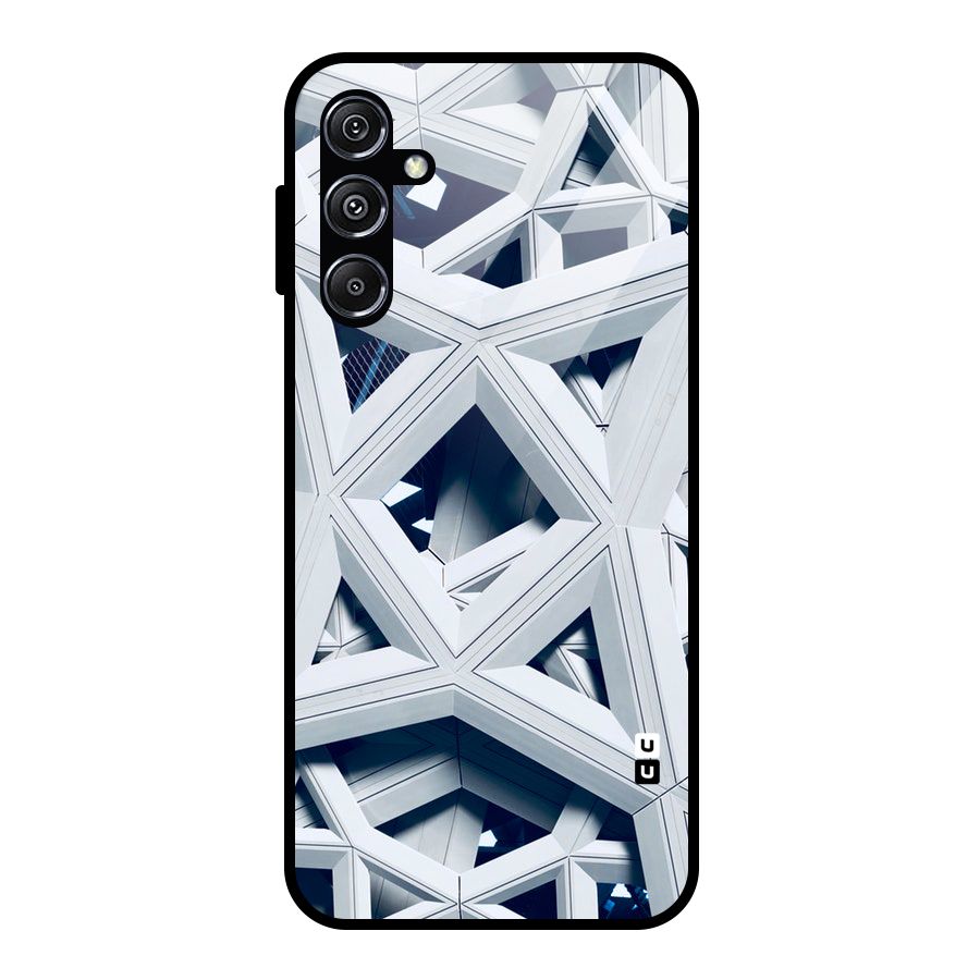 Abstract White Lines Glass Back Case for Galaxy M34 5G