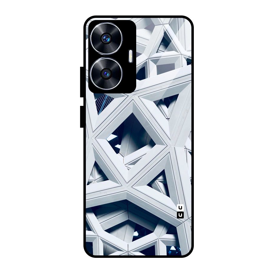 Abstract White Lines Glass Back Case for Realme Narzo N55