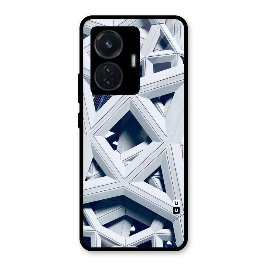 Abstract White Lines Glass Back Case for Vivo T1 44W