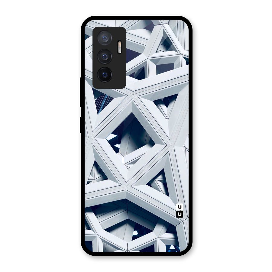 Abstract White Lines Glass Back Case for Vivo V23e