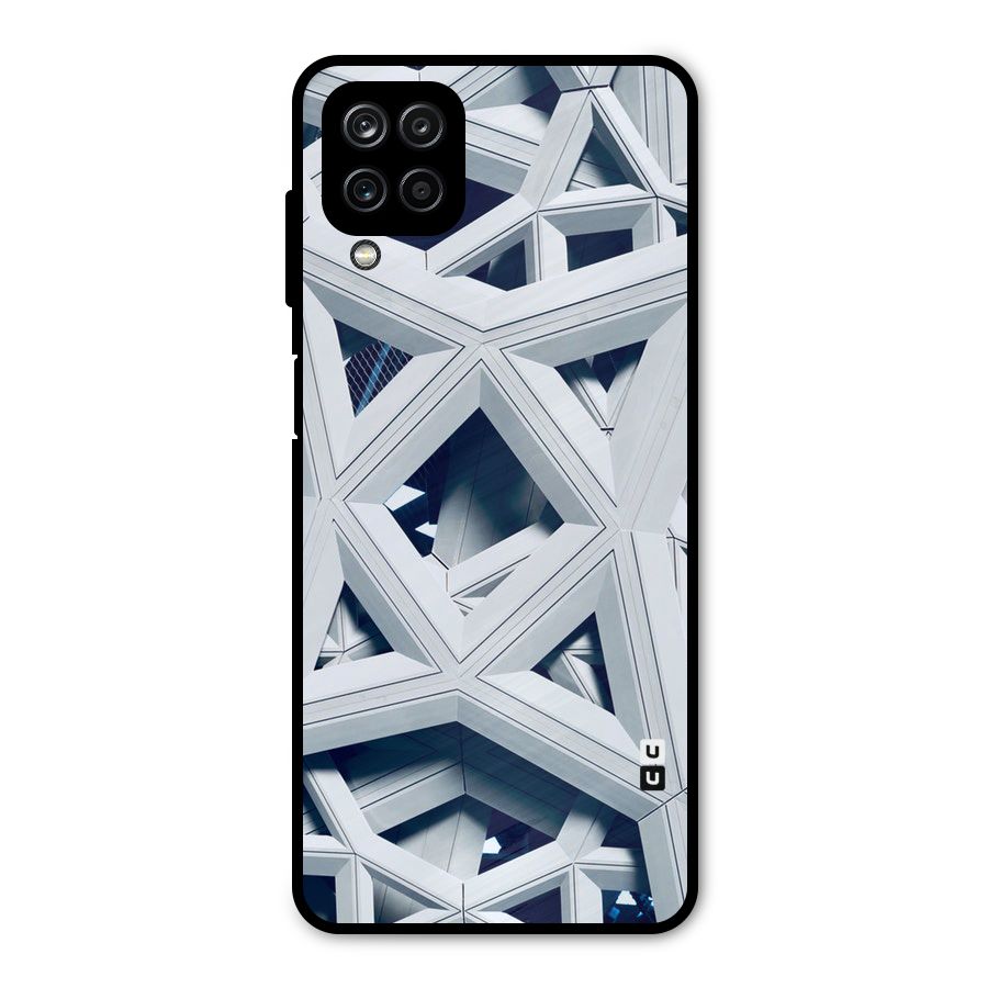 Abstract White Lines Metal Back Case for Galaxy A12
