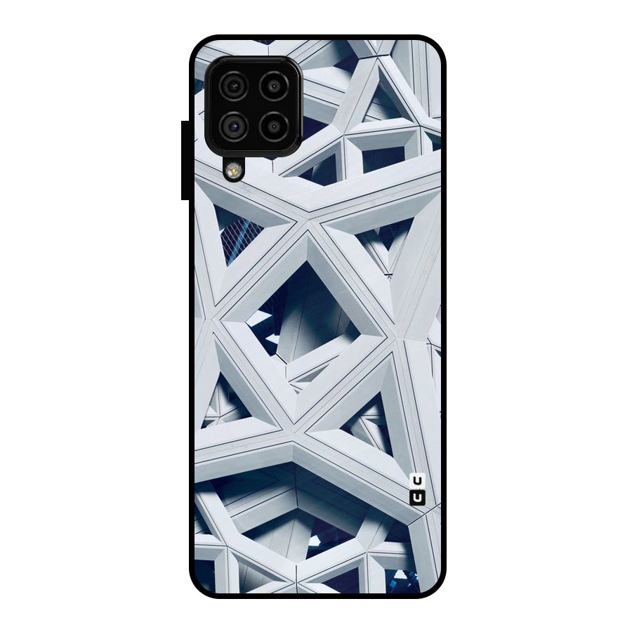 Abstract White Lines Metal Back Case for Galaxy A22 4G