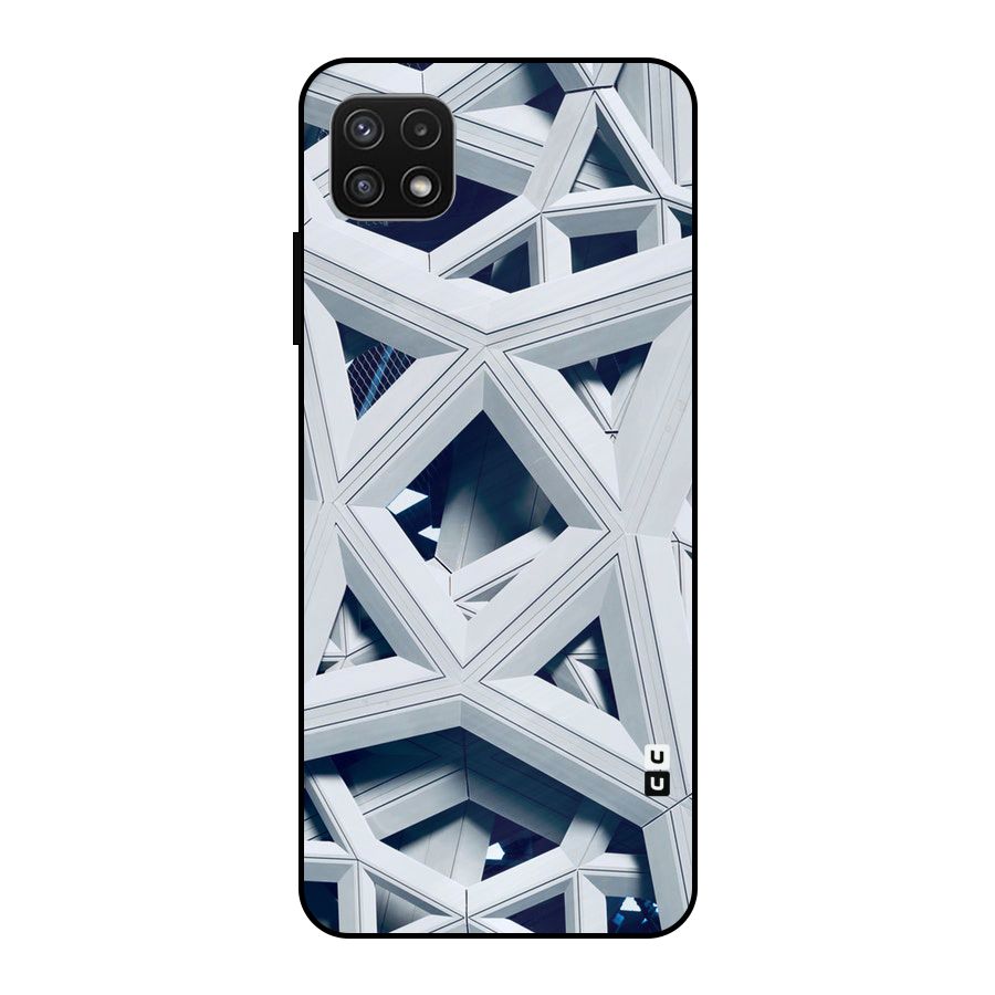 Abstract White Lines Metal Back Case for Galaxy A22 5G
