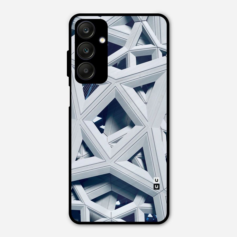 Abstract White Lines Metal Back Case for Galaxy A25 5G