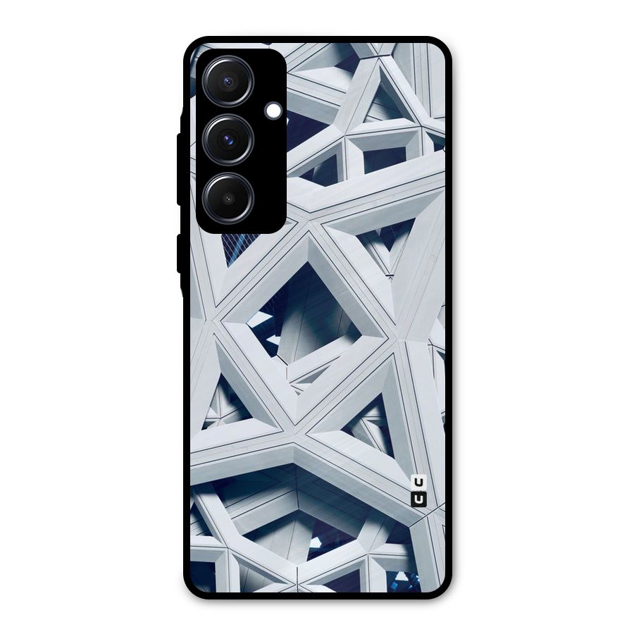Abstract White Lines Metal Back Case for Galaxy A55
