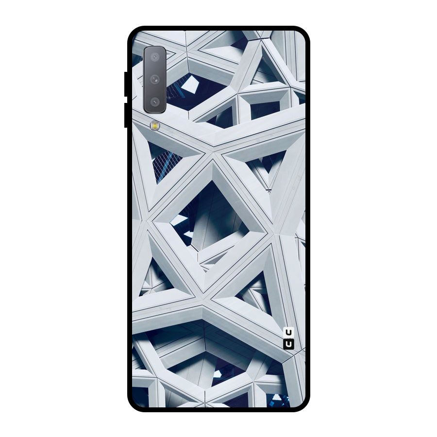 Abstract White Lines Metal Back Case for Galaxy A7 (2018)