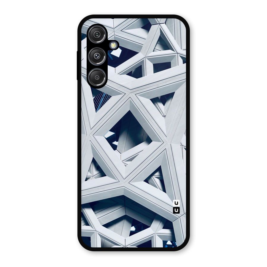 Abstract White Lines Metal Back Case for Galaxy M34 5G