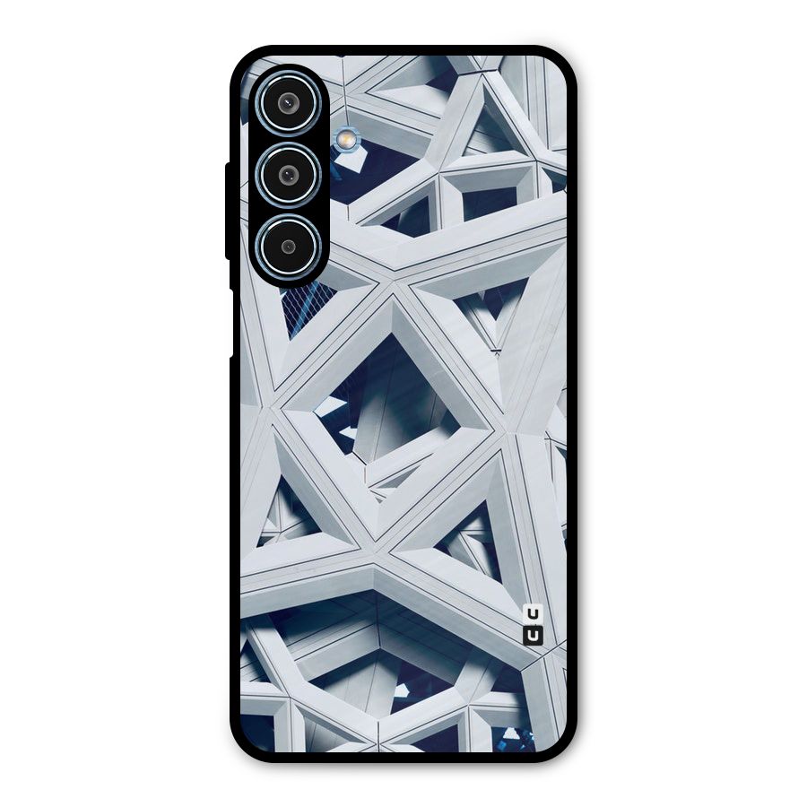 Abstract White Lines Metal Back Case for Galaxy M35