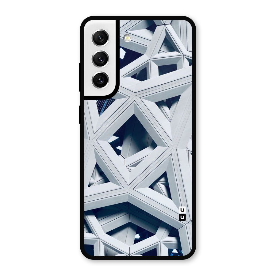 Abstract White Lines Metal Back Case for Galaxy S21 FE 5G
