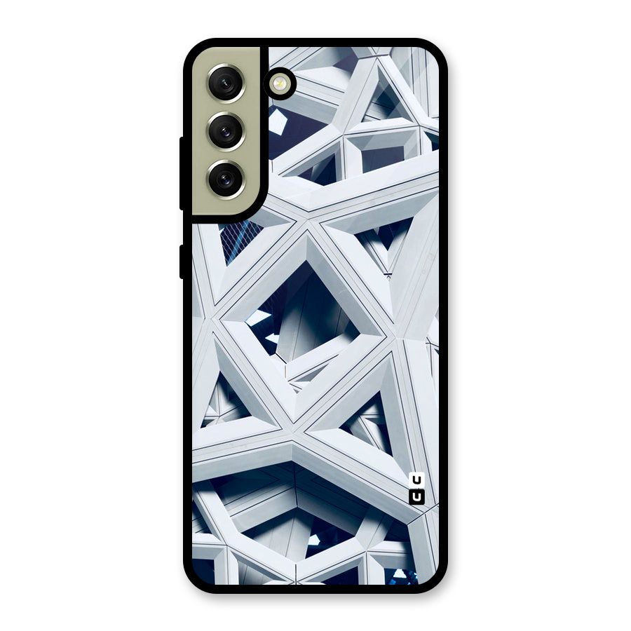 Abstract White Lines Metal Back Case for Galaxy S21 FE 5G (2023)