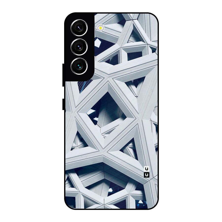 Abstract White Lines Metal Back Case for Galaxy S22 5G